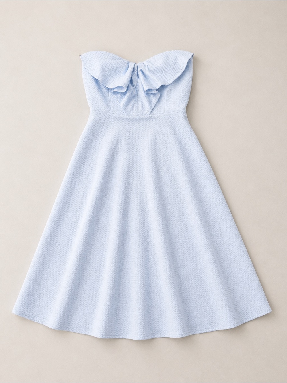 Vernacular Women’s Medium Strapless Light Blue Textured Midi Dress A-Line